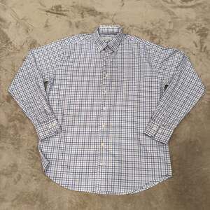 Peter Millar Men's Large Blue & White Plaid Button Up Long Sleeve Casual Shirt